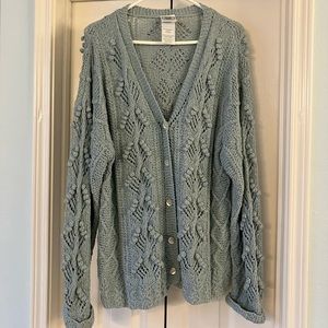 Laure Ashley Blue Pom Pom Sweater, Size XL